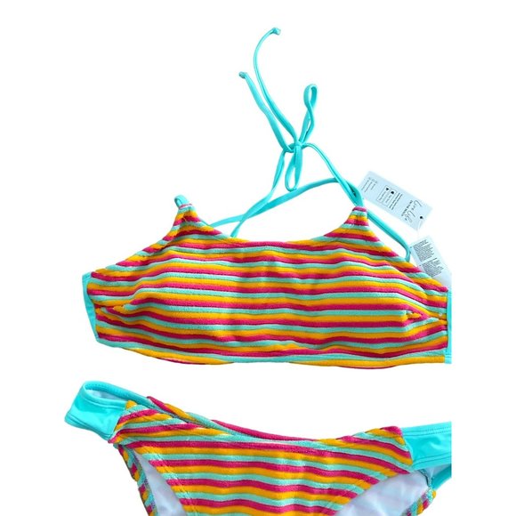 CUPSCHE Terry Multi color Striped Bikini Set Size Medium NEW - Picture 4 of 8